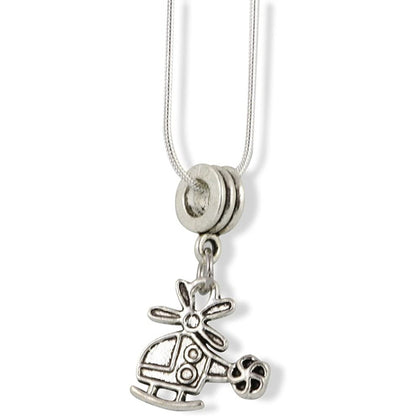Helicopter Charm Necklace with Stainless Steel Snake Chain