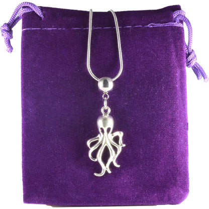 Octopus Charm Necklace with Stainless Steel Snake Chain