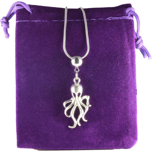 Octopus Charm Necklace with Stainless Steel Snake Chain