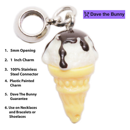 Ice Cream Charm Necklace with Stainless Steel Snake Chain