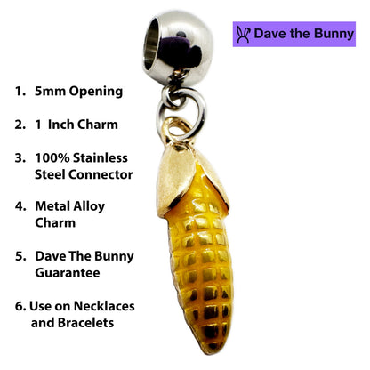 Corn Cob Charm Necklace with Stainless Steel Snake Chain