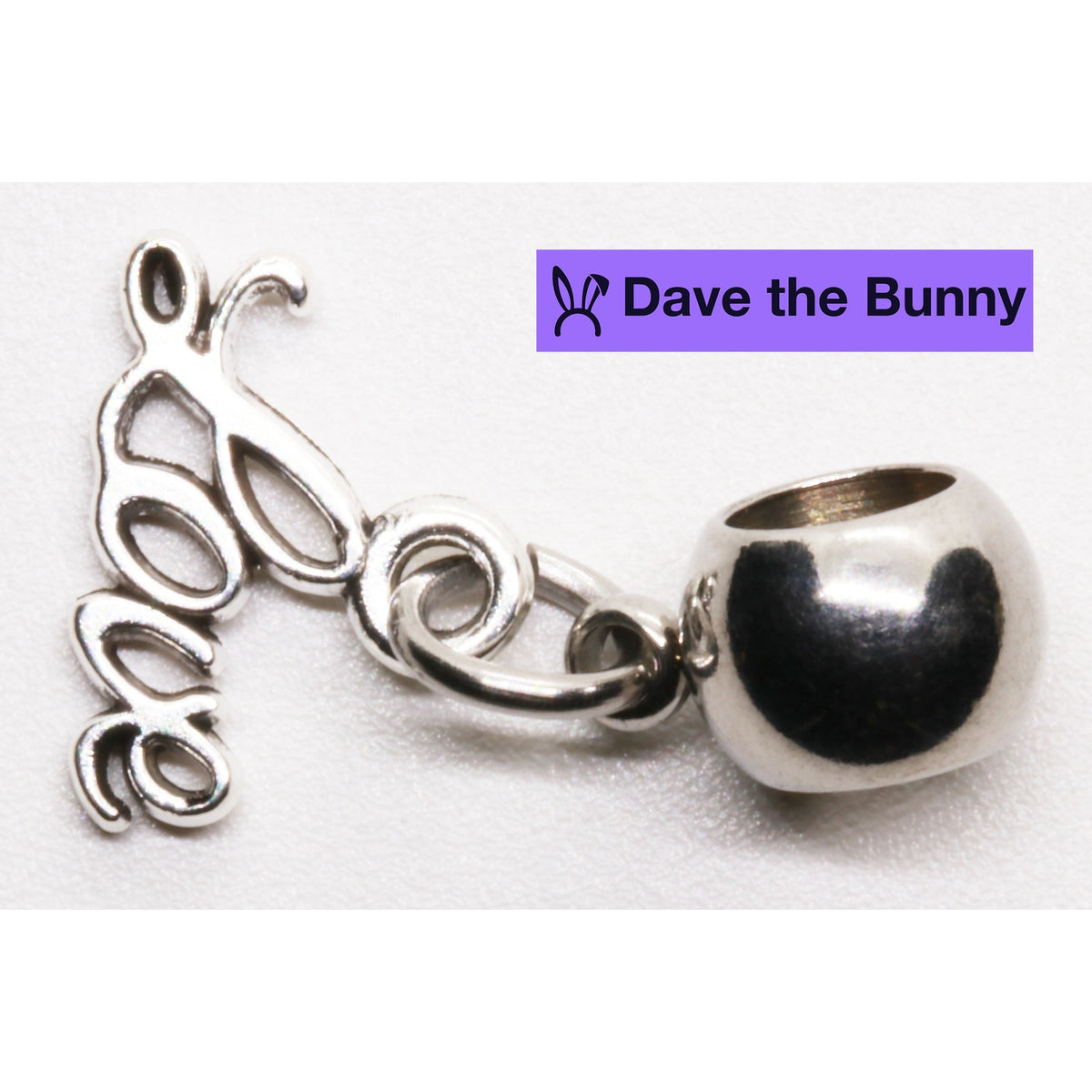 I Love You Script Charm with Stainless Steel Connector