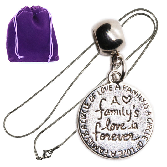 Family Tree Love Charm Bracelet with Stainless Steel Snake Chain