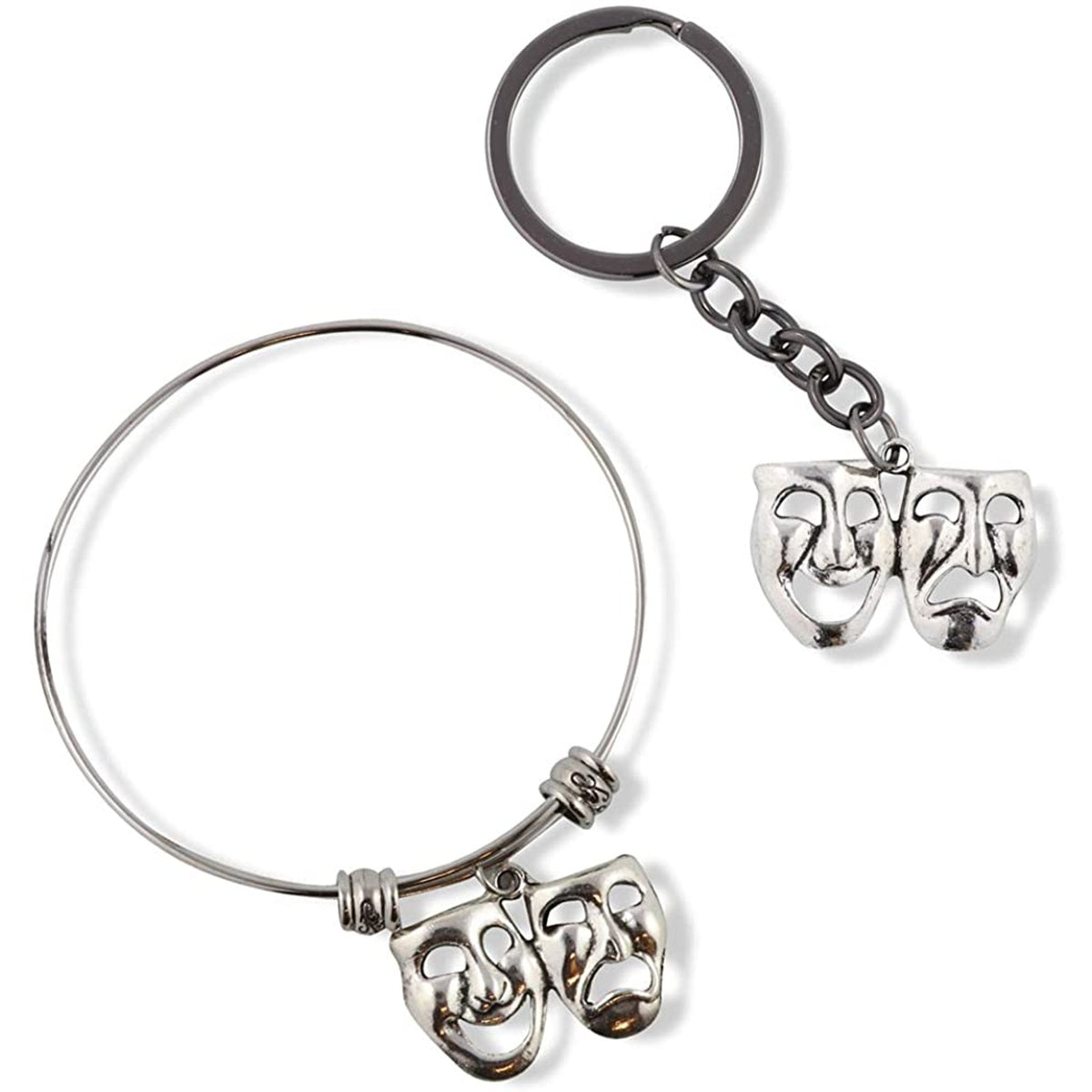 Drama Masks Charm Bangle Bracelet