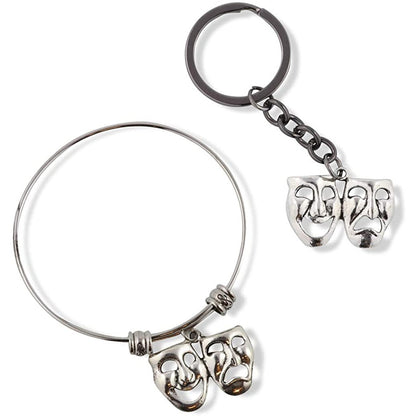 Drama Masks Charm Bangle Bracelet