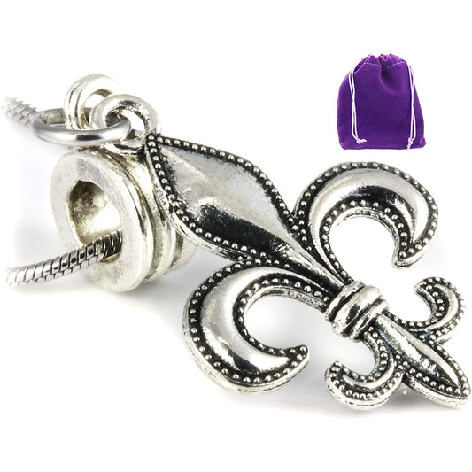 Fleur De Lis Charm Necklace with Stainless Steel Snake Chain