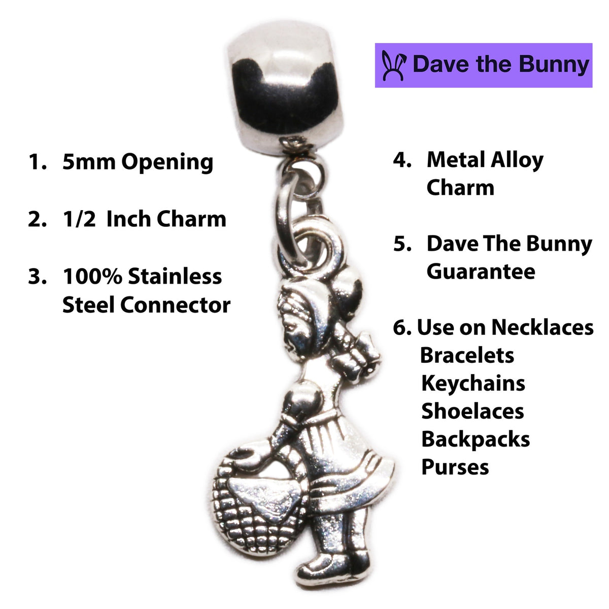 Red Hood Storybook Character Charm Necklace with Stainless Steel Chain