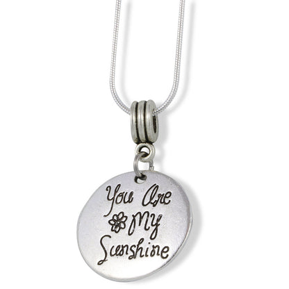 You Are My Sunshine Charm Necklace with Stainless Steel Snake Chain