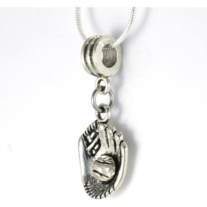 Baseball Charm Necklace with Stainless Steel Snake Chain