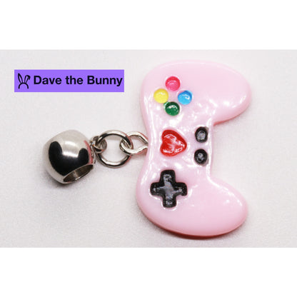 Pink Gaming Controller Charm Necklace with Stainless Steel Snake Chain