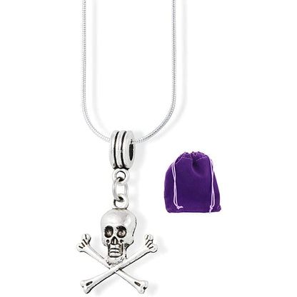 Skull Bones Skeleton Charm Necklace with Stainless Steel Snake Chain