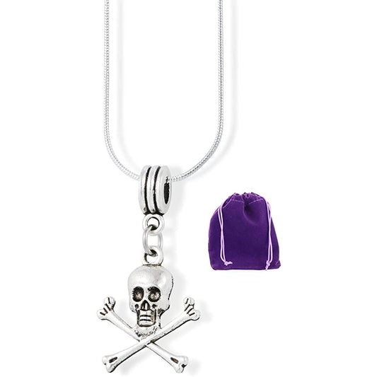 Skull Bones Skeleton Charm Necklace with Stainless Steel Snake Chain