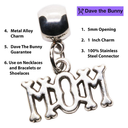 Mom Charm Necklace with Stainless Steel Snake Chain