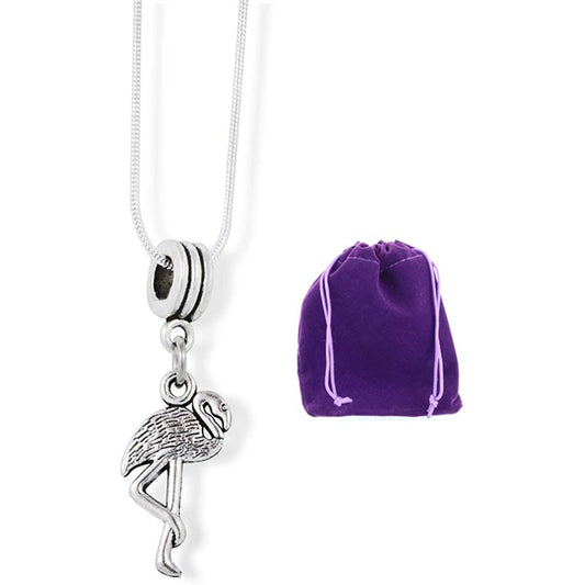 Flamingo Bird Charm Necklace with Stainless Steel Snake Chain