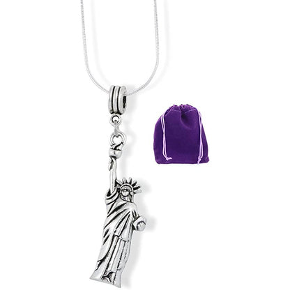 Statue Liberty Charm Necklace with Stainless Steel Snake Chain