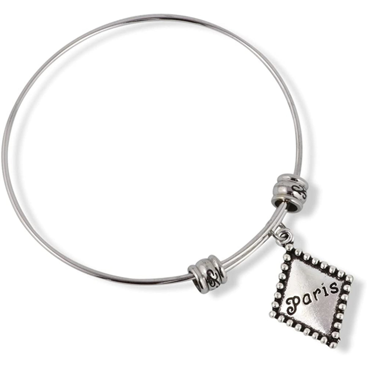 Paris Diamond Shape Charm Bangle Bracelet