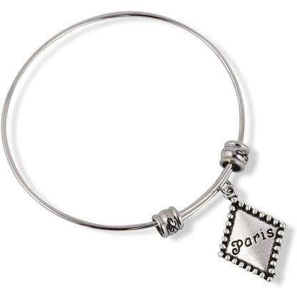 Paris Diamond Shape Charm Bangle Bracelet