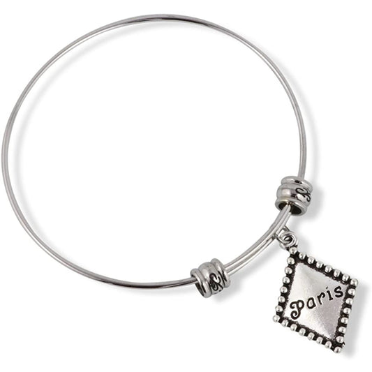 Paris Diamond Shape Charm Bangle Bracelet
