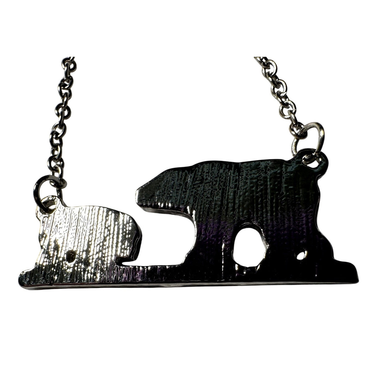 Mama Bear 1 Cub Charm Necklace with Stainless Steel Snake Chain