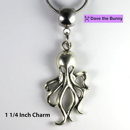Octopus Charm Necklace with Stainless Steel Snake Chain