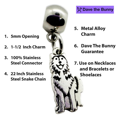 Husky Charm Necklace with Stainless Steel Snake Chain