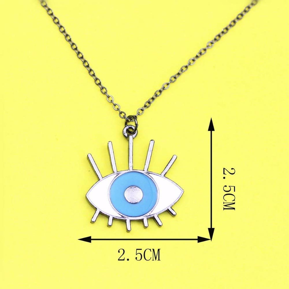 Eye Blue Black Four Lashes Charm Necklace