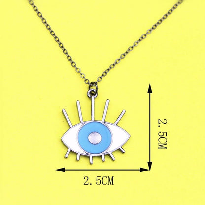 Eye Blue Black Four Lashes Charm Necklace