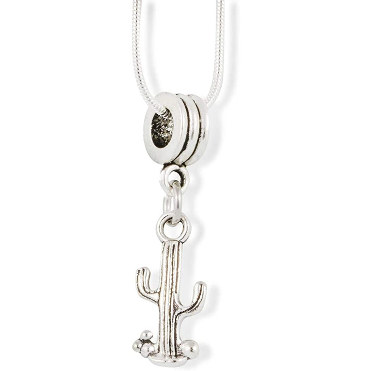 Cactus Charm Necklace with Stainless Steel Snake Chain