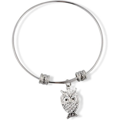 Owl Bird Charm Bangle Bracelet