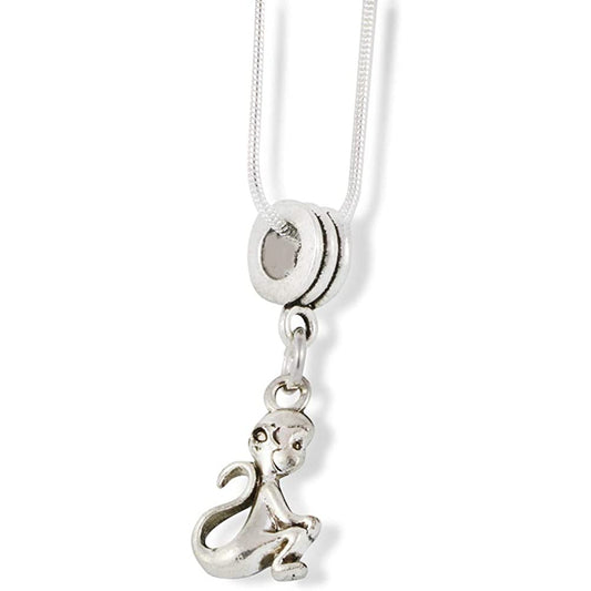 Monkey Charm Necklace with Stainless Steel Snake Chain