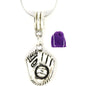Baseball Charm Necklace with Stainless Steel Snake Chain