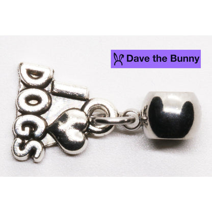 I Love Dogs Charm Necklace with Stainless Steel Snake Chain