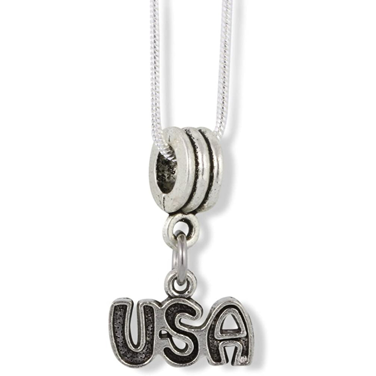 USA Charm Necklace with Stainless Steel Snake Chain