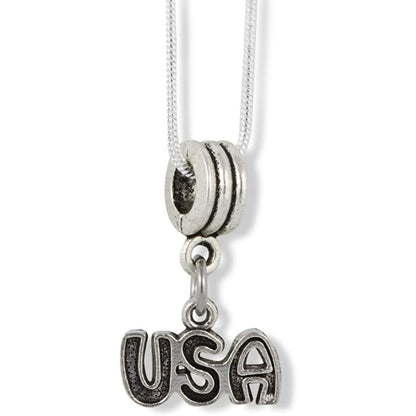 USA Charm Necklace with Stainless Steel Snake Chain
