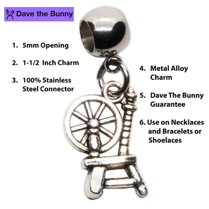 Spinning Wheel Charm Necklace with Stainless Steel Snake Chain