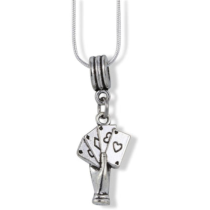 Hand 4 Four Playing Cards Charm Necklace