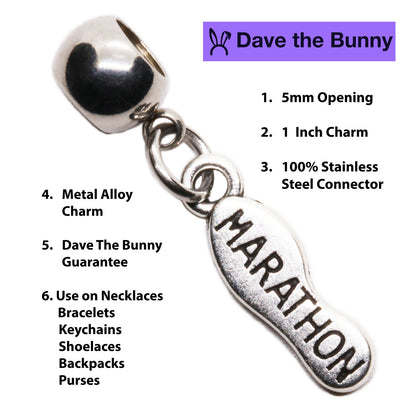 Marathon Charm Necklace with Stainless Steel Snake Chain
