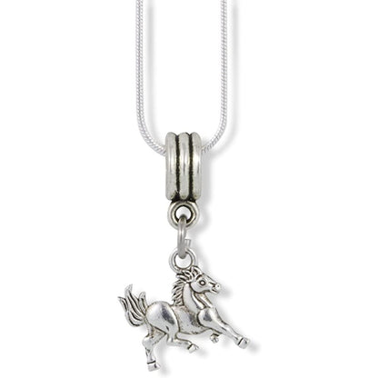 Small Running Galloping Horse Charm Necklace
