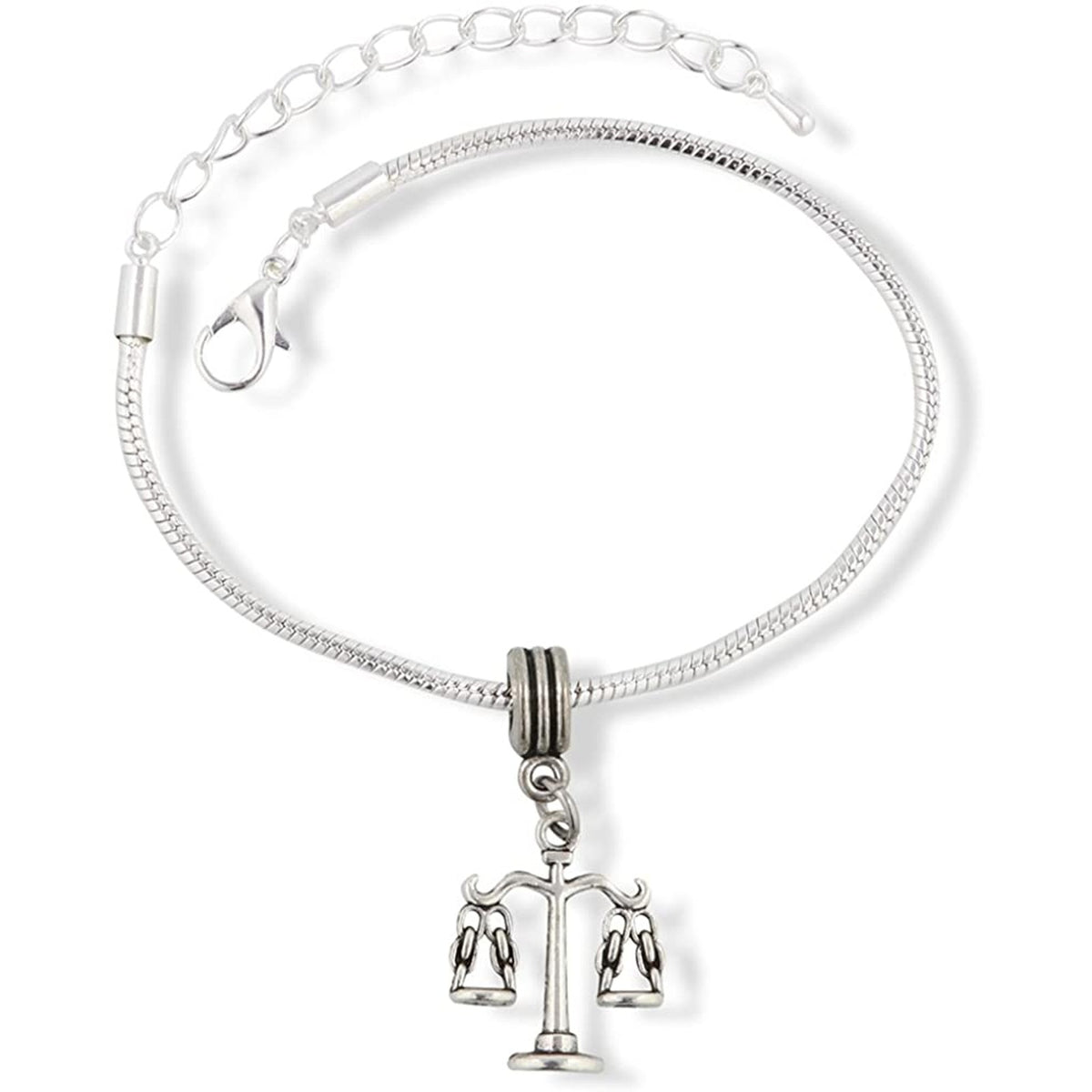 Justice Law Scale Charm Bracelet with Stainless Steel Snake Chain