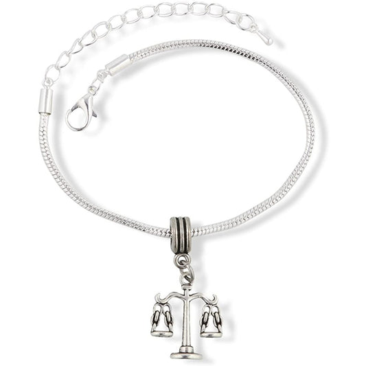 Justice Law Scale Charm Bracelet with Stainless Steel Snake Chain