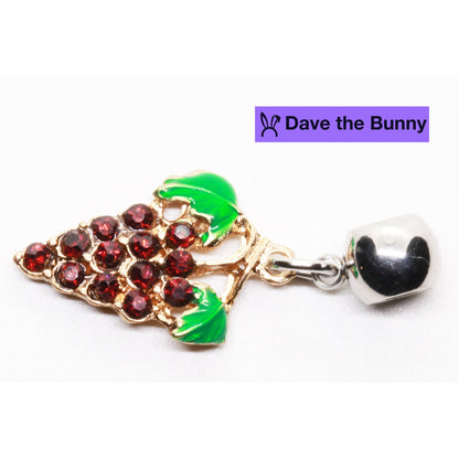 Wine Grape Vine Charm Necklace with Stainless Steel Snake Chain