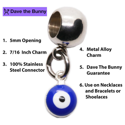 Evil Eye Charm Necklace with Stainless Steel Snake Chain