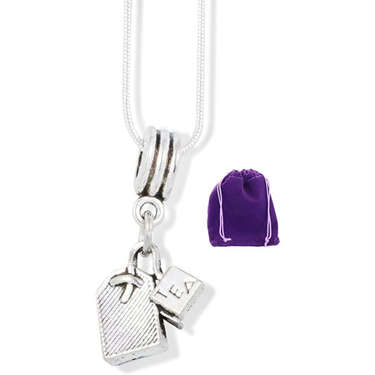 Tea Drinkers Charm Necklace with Stainless Steel Snake Chain