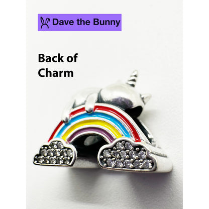 Cat Unicorn Rainbow Charm Necklace with Stainless Steel Snake Chain