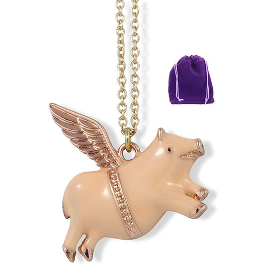 Pig Wings Flying Pigs Can Fly Charm Necklace