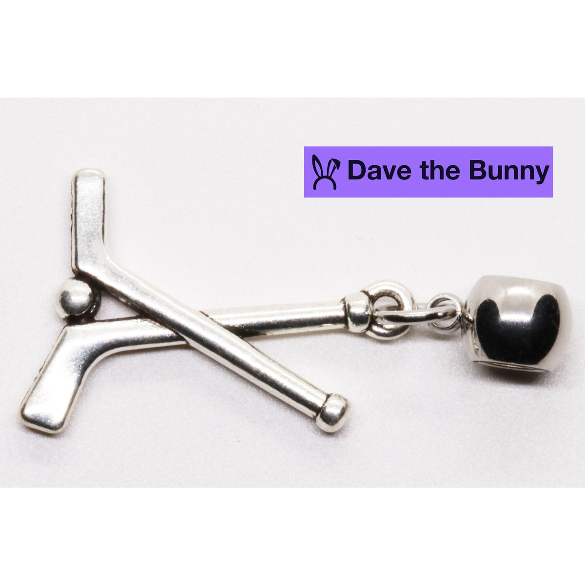 Hockey Stick Charm Necklace with Stainless Steel Snake Chain