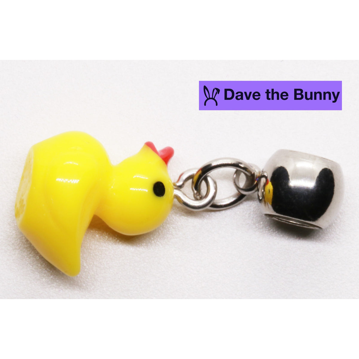 Yellow Rubber Duck Charm Necklace with Stainless Steel Snake Chain