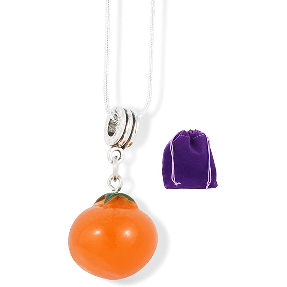Tomato Charm Necklace with Stainless Steel Snake Chain