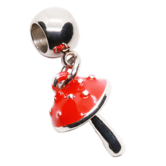 Red Toadstool Charm with Stainless Steel Connector