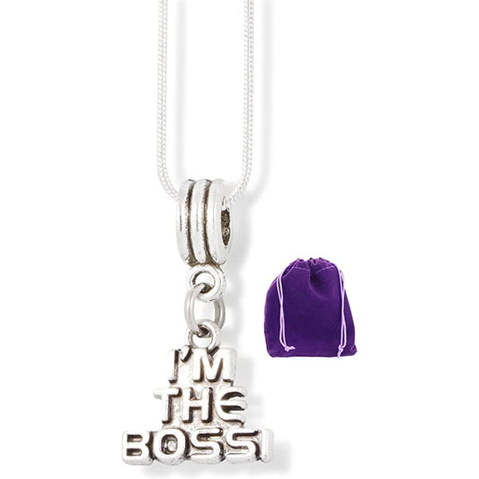 Boss Charm Necklace with Stainless Steel Snake Chain
